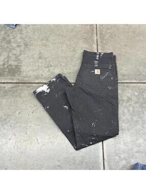 vintage carhartt grey relaxed baggy fit paint stained double knee cargo pants